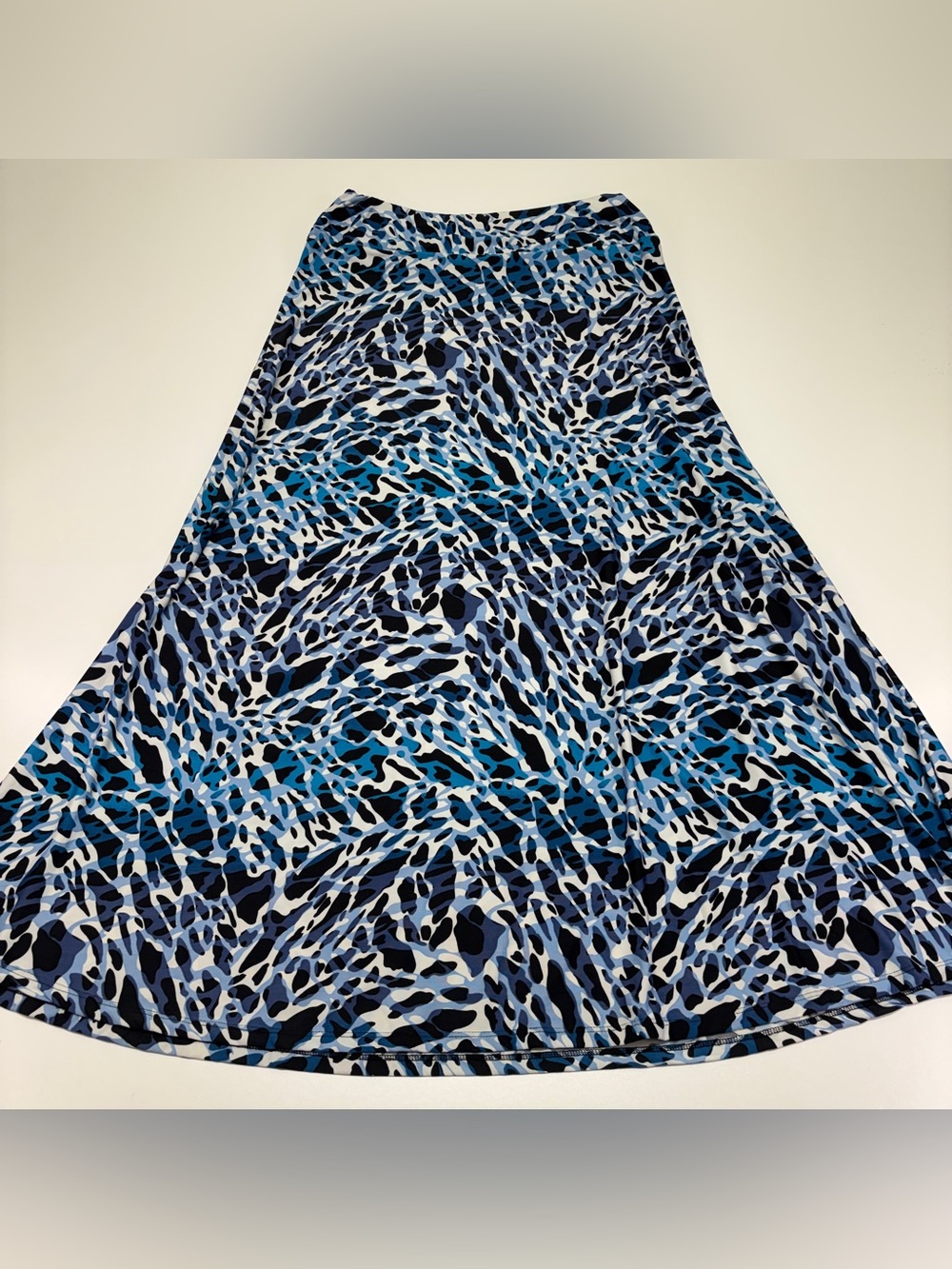 Robert Louis Blue Animal Print Maxi Skirt L Boho Resort Y2K - Picture 5 of 10